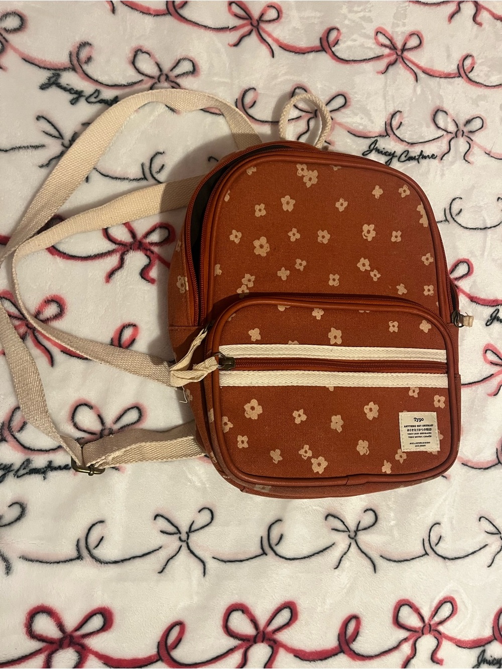 Typo Nano Rust Floral Mini Backpack ⋆˚꩜｡